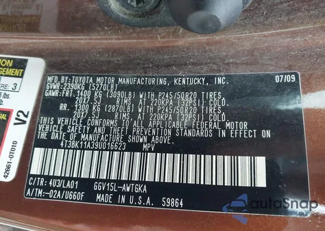 2009 Toyota Venza Base V6 from USA, damaged, VIN 4T3BK11A39U016623